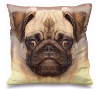 Digital Printed Cushion Covers 45 x 45cm Realistic Animal Print Strong Nylon Zip Washable Decorative Throw Square Pillow Cover [Pug]