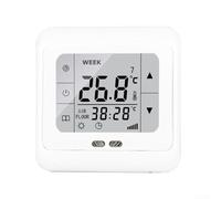 Digital Programmable Thermostat for Underfloor Heating, Dual Sensor Touchscreen Controller with Memory Function, 16A Load, White, Not for Boilers or AC