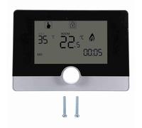 Digital Programmable Thermostat for Wall Hung Boiler Heating System, Water Heating Temperature Controller with Weekly Schedule, LCD Blue Backlight Display, Room Thermostat with Rot (Black)
