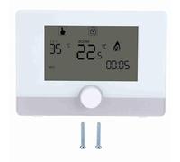 Digital Programmable Thermostat for Wall Hung Boiler Heating System, Water Heating Temperature Controller with Weekly Schedule, LCD Blue Backlight Display, Room Thermostat with Rot (White)