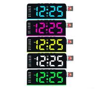 Digital Projection Alarm Clock | LED Bedside Ceiling Time Projector with 180° Rotatable Display | Multi-Functional Desk Clock Showing Time | Date | Temperature |(Wood)