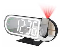 Digital Projection Alarm Clock LED Bedside Clocks for Bedroom with Adjustable Brightness Colorful Decoration Light Snooze 12/24H Temperature Date W isplay Night Mode for Home Office Living Room