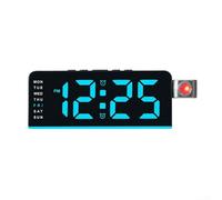 Digital Projection Alarm Clock - LED Bedside Time Projector for Ceiling - Multi-Functional Display with Date Temperature - Adjustable 180-Degree Angle - Snooze Function - 5(Black Blue)