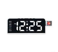 Digital Projection Alarm Clock - LED Bedside Time Projector for Ceiling - Multi-Functional Display with Date Temperature - Adjustable 180-Degree Angle - Snooze Function - 5(Black White)