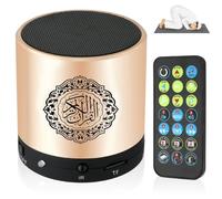 Digital Quran Speaker FM Radio,Quran Speaker MP3 Player with Remote Control, Quran Translator, USB Rechargeable, 8GB FM Radio, Over 16 Reciters and 16Translations Available (Gold)