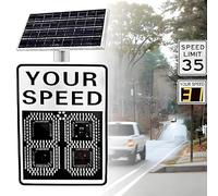 Digital Radar Speed Detector Sign for Industrial Park Speed-Limited Roads, Radar Speed Display Sign with Display, Round-the-clock Real-time Monitoring, For Road, Street Traffic Safety Sig white 50*70