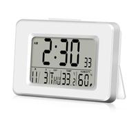 Digital Radio Alarm Clock, Digital Radio Alarm Clock with Thermometer and Hygrometer, Radio-Controlled Clock Digital with Backlight, Automatic Time Synchronization, Day of the Week, Temperature