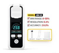 Digital Refractometer for Brix Sugar Content Measurement, 0-32%/0-55% Range, ABS Body with 1.54-Inch IPS HD Display, ±0.2% Accuracy, Type-C Rechargeable 600mAh Battery(JBM-20)