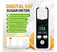 Digital Refractometer for Brix Sugar Content Measurement with Rechargeable 600mAh Battery, 0-32% Range, Type-C Charging, IPS HD Color Screen, for Juice Wine(JBM-10)