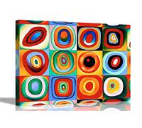 Digital Remake Colour Study Squares with Circles by Wassily Kandinsky on Canvas Prints Wall Art Pictures 40 x 30cm (16 x 12 inches) A3