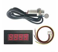 Digital RPM Gauge with Hall Effect Sensor Kit, 4-Bit LED Tachometer for Motor Counting, Industrial Rotational Meter, Engine Counter for CNC (Blue/Green/Red Options)(Red)