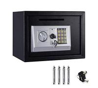 Digital Safe 16L Security Cash Money Box Steel Safe Combination Lock With Electronic Lock and Deposit Slot- Two Emergency Key-Wall Mounted for Office and Home 35x25x25cm Grey