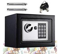 Digital Safe 4.6L Security Cash Jewelry Box Solid Steel Combination Lock With Key Freestanding Wall Floor Mounted 170 * 230 * 170mm, Black