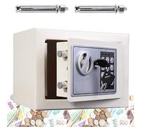 Digital Safe 4.6L Security Cash Jewelry Box Solid Steel Combination Lock With Key Freestanding Wall Floor Mounted 170 * 230 * 170mm, White