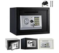 Digital Safe Box Safety Electronic Security Steel Money Cash Home Office Hotel, with Full-digit Keypad & 2 Override Keys & Installing Bolts for Wall Floor Mounted (Grey, 8.5L)