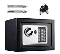Digital Safe Box Solid Steel Construction Security Safe for Jewelry Cash Valuables Documents Electronic Keypad with Backup Keys Wall Floor Mounted 17x23x17cm 4.6L, Black