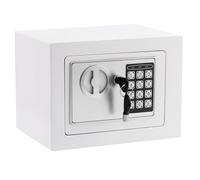 Digital Safe Box with Key, 4.6L Electronic Small Money Cash Box for Home Use Safety Security Lock Boxes with LED Light Indicators & 2 Emergency Keys (White)