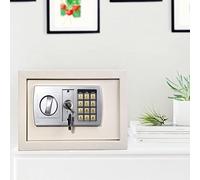 Digital Safe Box with Key, 8.5L Home Office Hotel Safes, Electronic Safety Security Box Cabinet Safe, Wall or Floor Mounted, fit for Jewelry Cash Money Documents Storage(White)