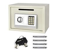Digital Safety Box Large Capacity with Keypad 2 Manual Override Keys Electric Security Safety Box Steel Construction for Hotel Home Office 16L White