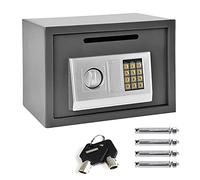 Digital Safety Box Large Capacity with Keypad 2 Manual Override Keys Electric Security Safety Box Steel Construction for Hotel Home Office 16L Grey