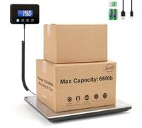 Digital Shipping Scale 660 lb High Accurate Stainless Steel Postal Scale for Packages, Luggage, Small Business, Warehouse, Battery & Charging Cable Included