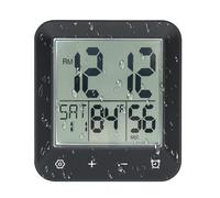 Digital Shower Clock Waterproof,Bathroom Extra Large LCD Screen Wall Clock Timer,Countdown,Moisture Proof,Anti Splash,Display Temperature,Time,Date and Day of the Week,Suction Cup,Hanging (Black)