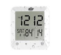 Digital Shower Clock Waterproof,Bathroom Extra Large LCD Screen Wall Clock Timer,Countdown,Moisture Proof,Anti Splash,Display Temperature,Time,Date and Day of the Week,Suction Cup,Hanging (White)