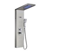 Digital Shower, LED Light Shower Panel,Waterfall Rain Digital Display Faucet Set,SPA Massage Jet Bathroom Column Mixer Tap System(Brushed Nickle 8024)