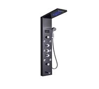 Digital Shower, New Style Shower Faucets ，Mixer Tap Black Bathroom Panel， LED Column with Digital Display(Black 8009)