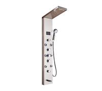 Digital Shower, Newly Luxury Black/Brushed Bathroom Shower Faucet， LED Panel ，Column Bathtub Mixer Tap with Hand Temperature Screen(Brushed Nickle C)