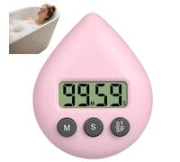 Digital Shower Timer Waterproof,Bathroom Clock Waterproof,Digital Shower Timing Tool,Clock Water Drop Shape,Sho/wer Timer Di/gital Bath/room Cl/ock,Energy Saver Countdown Alarm Clo/ck(Light Pink)