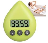 Digital Shower Timer Waterproof,Bathroom Clock Waterproof,Digital Shower Timing Tool,Clock Water Drop Shape,Sho/wer Timer Di/gital Bath/room Cl/ock,Energy Saver Countdown Alarm Clo/ck(Yellowish Green)