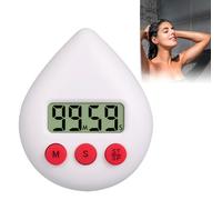 Digital Shower Timer Waterproof Shower Timer Digital Bathroom Clock Drop Shape LCD Display Suitable for School Study Kitchen Cooking Shower (White)