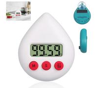 Digital Shower Timer Waterproof,Water Drop Shape Bathroom Clock,Magnetic Kitchen Timer & Toothbrush/Sauna Stopwatch,Energy Saving Digital Wall Clock for Efficient Use,Digital Wall Clock,White