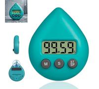 Digital Shower Timer Waterproof,Water Drop Shape Bathroom Clock,Magnetic Kitchen Timer & Toothbrush/Sauna Stopwatch,Energy Saving Digital Wall Clock for Efficient Use,Digital Wall Clock,Green