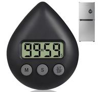 Digital Shower Timer Waterproof,Water Drop Shape,Bathroom Clock Waterproof,Digital Shower Clock,Toothbrush & Sauna Timer,Magnetic Kitchen Timer,Energy Saving Sh/ower Clo/ck for Efficient Use #Black