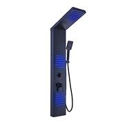 Digital Shower, Waterfall Black Shower Column Set Tower Body Jets， Led Panels Systems，Shower Panel Bathroom Wall Mounted Stainless Steel