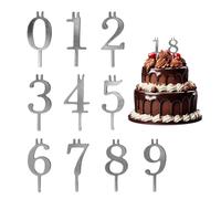 Digital Silver Birthday Candle Holder Set, 0-9 Birthday Number Candle Holder, Reusable Metal Number Candles Holder Set, For Anniversaries Celebrations Birthdays Cakes, Not Include Candles (1 set)