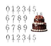 Digital Silver Birthday Candle Holder Set, 0-9 Birthday Number Candle Holder, Reusable Metal Number Candles Holder Set, For Anniversaries Celebrations Birthdays Cakes, Not Include Candles (2 sets)