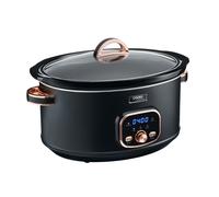 Cooks Professional Digital Slow Cooker 6.5L with Glass Lid, Cool Touch Handles, Dishwasher Safe Bowl, 2 Heat Settings & Keep Warm & Delay Functions | Large One Pot Cooking Machine | Black & Rose Gold