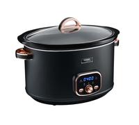 Cooks Professional Digital Slow Cooker 8L with Glass Lid, Cool Touch Handles, Dishwasher Safe Bowl, 2 Heat Settings & Keep Warm & Delay Functions | X-Large One Pot Cooking Machine | Black & Rose Gold