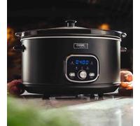 Cooks Professional Digital Slow Cooker 6.5L with Glass Lid, Cool Touch Handles, Dishwasher Safe Bowl, 2 Heat Settings & Keep Warm & Delay Functions | Large One Pot Cooking Machine | Black & Rose Gold