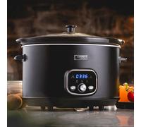 Cooks Professional Digital Slow Cooker 8L with Glass Lid, Cool Touch Handles, Dishwasher Safe Bowl, 2 Heat Settings & Keep Warm & Delay Functions | X-Large One Pot Cooking Machine | Black & Rose Gold