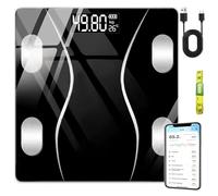 Digital Smart Body Fat Scale with Bluetooth, USB Rechargeable Bathroom Scale 180kg/400lb Capacity Large Backlit LED Tracks 29 Metrics Including BMI, Muscle & Bone Mass - Includes Body Tape Measure