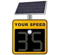 Digital Solar Radar Speed Display Sign, Radar Speed Detector, Full Set Of Installation Accessories With Speed Warning Snowflake Light，High Visibility Day/Night(Yellow)