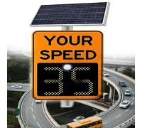 Digital Speed Limit Radar Sign With Stronger Sheet Aluminum Enclosure, 20"x27"/24"x35" Solar Powered LED Radar Feedback Sign,Overspeed Alert (Red)(2digitdisplayb,24"x35")