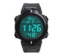 Digital Sport Watch Referee Wrist Mens Soccer Game Timer LED Backlight Luminous Waterproof Stopwatch Large Font Display Dial Timer Alarmfor Sports Outdoors Running Climbing (Black)