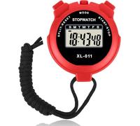 Digital Sports Stopwatch Timer, Professional Stopwatch Timer with Clock Clender Alarm, Handheld Large Display Training Stopwatchs Timer for Swimming Running Football Fitness Coaches Referee (Red)