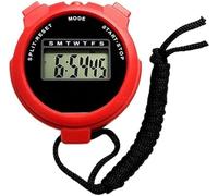 Digital Sports Stopwatch Timer, Professional Stopwatch Timer with Clock Clender Alarm, Handheld Large Display Training Stopwatch Timer for Swimming Running Football Fitness Coaches Referee (Red)