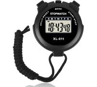 Digital Sports Stopwatch Timer, Professional Stopwatch Timer with Clock Clender Alarm, Handheld Large Display Training Stopwatch Timer for Swimming Running Football Fitness Coaches Referee (Black)